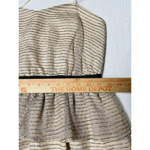 BCBGeneration Dress 8 Ribbed Gauze Chiffon Tiered Strapless Texture Peplum Party - Picture 10 of 12